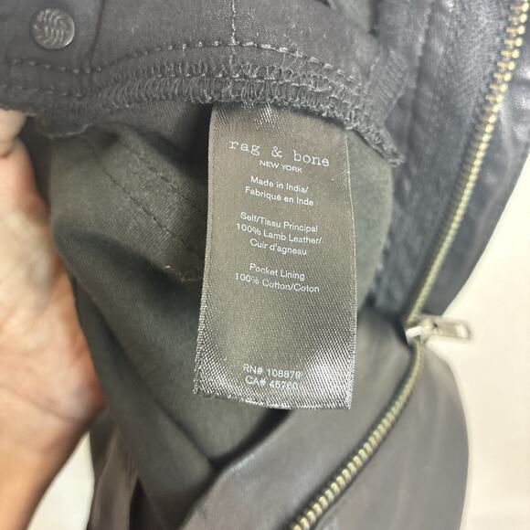 Rag and Bone Black Lamb Leather Skinny Pants 26 - Picture 11 of 12